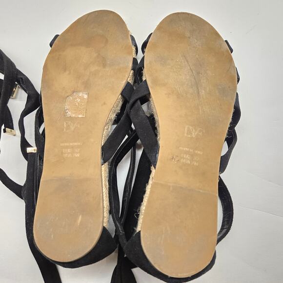 Diane von Furstenberg Bastia Black Suede LaceUp Gladiator Espadrilles EU 37 US 7 - Picture 5 of 8